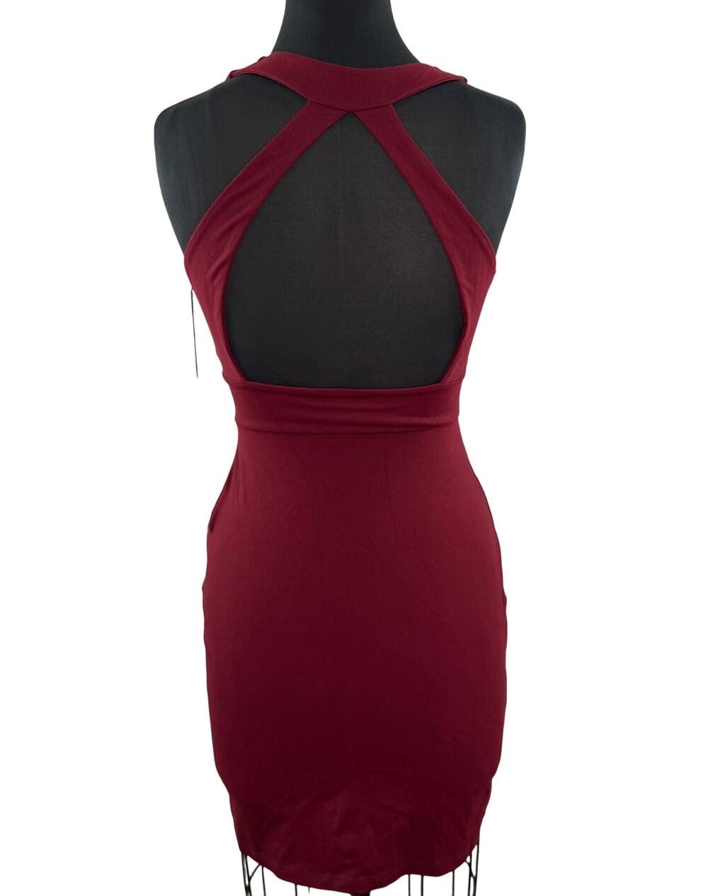 SUSANA MONACO Oxblood Gia Bodycon Dress Stretch V-Neck Sleeveless S Small NEW